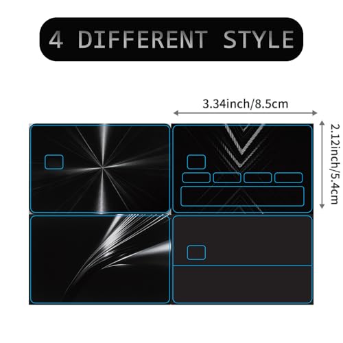 Credit Card Skin, 4PCS Black and Silver Debit Card Skin Cover Set, Minimalist Luxury PVC Waterproof Anti-Wrinkling Bank Card Sticker with Chip, Ideal Gift for Men Women Dad Friends2
