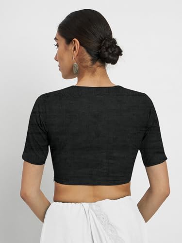 Image of Thevasa Women's Everyday Divine Depth V Neck Half Sleeves Blouse