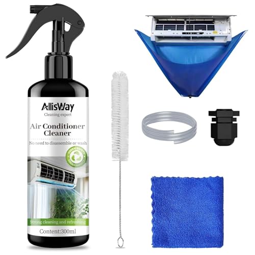 AllisWay Limpiador Aire Acondicionado, Limpiador Aire Acondicionado Split, Limpieza Aire Acondicionados, Con Bolsa de Agua Limpiadora y Cepillo, Apto para Limpiar Todo Tipo de Aires Acondicionados