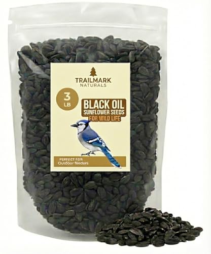 TRAILMARK NATURALS - 3 LB Black Oil Sunflower Seeds for Birds – Premium Wildlife & Bird Food – Grown in USA - Non-GMO - Black Oil Sunflower Seeds for Wild Birds and Backyard Feeders