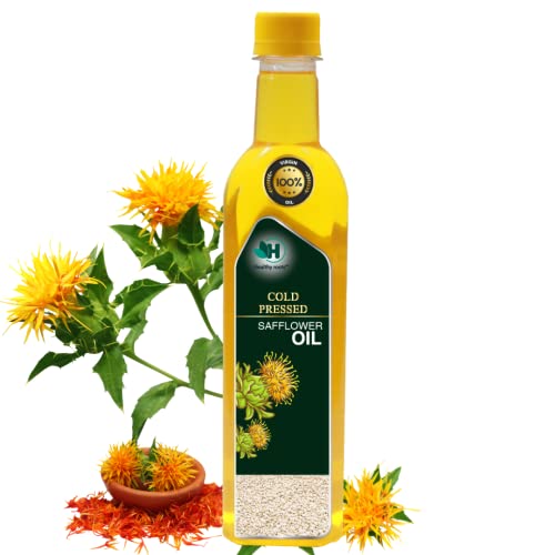 Image of Healthy Roots 0.5L Cold Pressed Safflower /Kardai Oil (Virgin, Chekku /Ghani) - 0.5 Litre Wood Pressed safflower oil for cooking