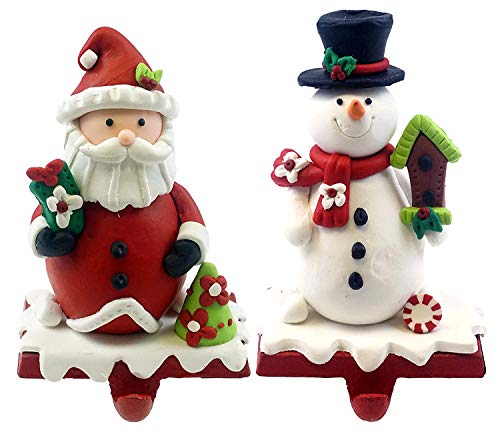 Gerson Wintry Santa Claus & Snowman Stocking Holders - Set of 2