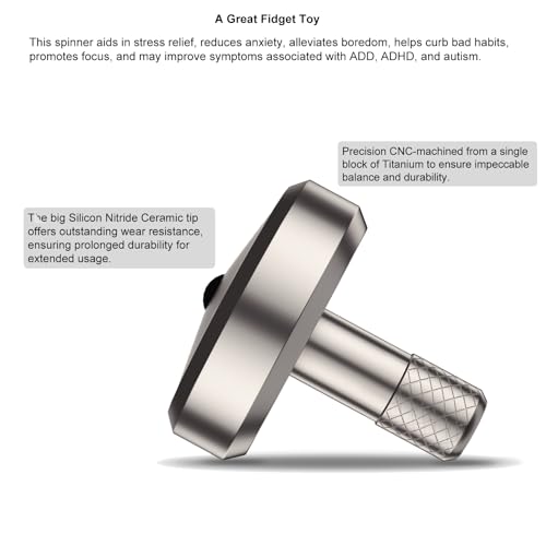 Image of DjuiinoStar Premium Titanium Spinning Top: Lengthened Stem, Easy to Twirl, Decent Performance (4-7 Minutes), CNC Machined, Great Time Killer, EDC Fidget Toy DST-821
