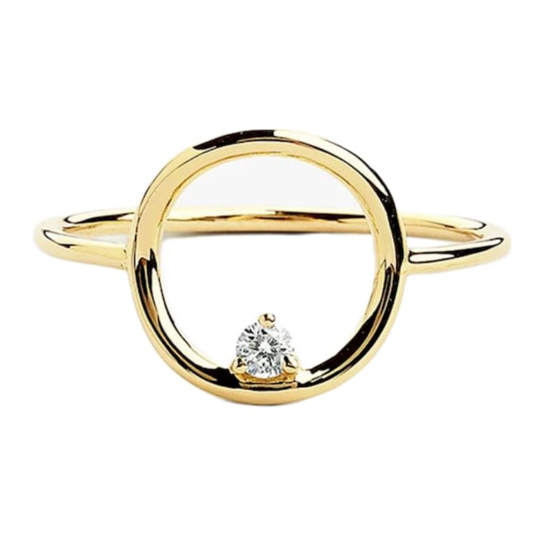 Bague imposante en argent sterling 925 avec pierre CZ transparente et anneau plaqué or