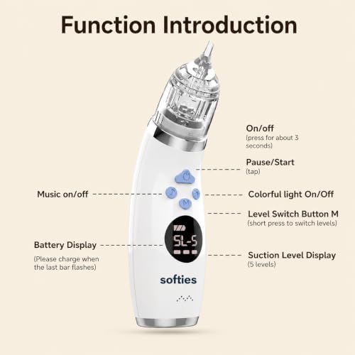 Image of SOFTIES Electric Baby Nasal Aspirator for Newborns, 3 Silicone Tips