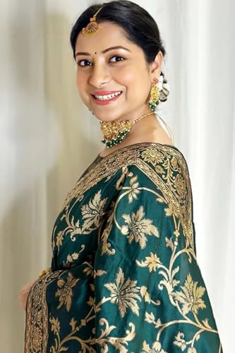 Image of SGF11 Women's Kanjivaram Soft Silk Saree With Blouse Piece