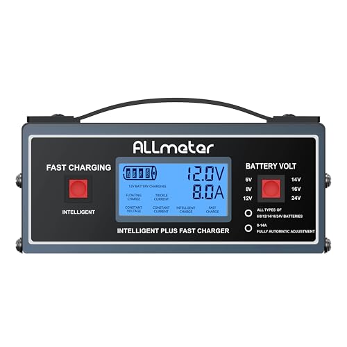 ALLmeter 8V Golf Cart Battery Charger Smart 0-14A Fully Automatic Battery Maintainer for 8 Volt Lead Acid Batteries Low Voltage Recovery Charger for EZGO Club Car Yamaha Golf Cart Batteries 6V-24V AGM