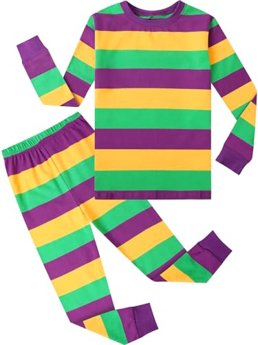 A&J DESIGN Kids Mardi Gras Pajamas Shirts Toddler Boys Purple Green and Gold Pjs Carnival Outfit 5T