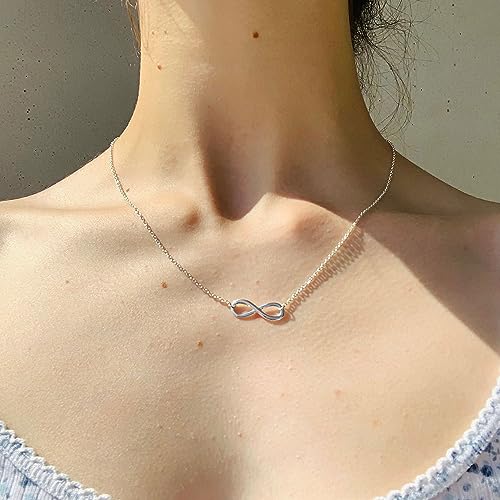 Silver Necklace for Women, 14K White Gold Plated Dainty Infinity Bead Star of David Starfish Sun Hummingbird Butterfly Flower Palm Tree Plane Sunflower Pendant Necklaces Simple Jewelry2