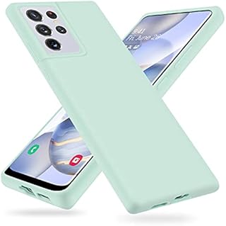 OHLIGIA Samsung Galaxy S21 Ultra Liquid Silicone Protective Case with Soft Microfiber Lining for Galaxy S21 Ultra thin and Soft Phone Case 6.8-inch (2021) (Light green)
