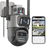 GUOANVISION Security Camera Outdoor, 6MP Dual Lens WiFi Outside Camera for Home Security, 24/7 Recording Camera with IP66 Waterproof, 3 Color Night, Motion Tracking, Light Alarm, SD/Cloud