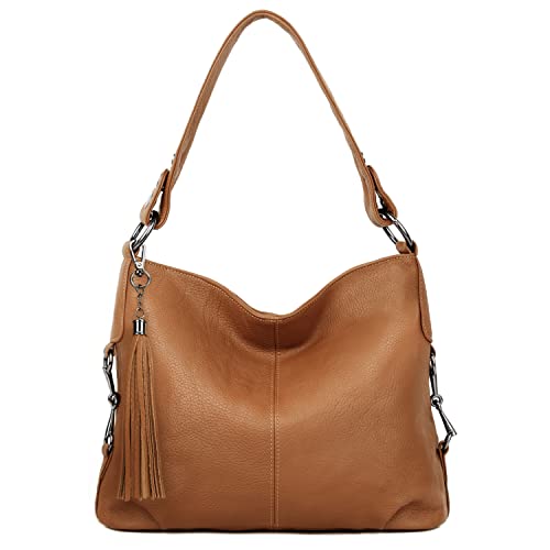 Image of YALUXE Women's Real Leather Shoulder Bags Hobo Handbag Purse Crossbody Bag