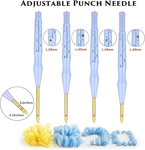 Image of Halloween White Ghost Punch Needle Embroidery Starter Kits for Beginner Hooking Kit with Instructions Tool Threader Fabric Embroidery Hoop Yarn Rug Punch Needle 20cm