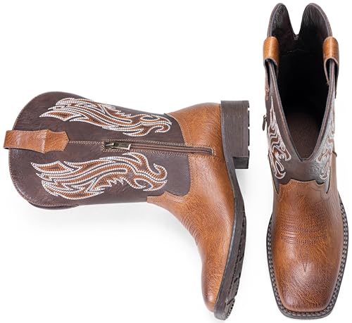Image of Jousen Cowboy Boots for Men Embroidery Men's Western Boots Retro Square Toe Mens Boot Botas Vaqueras Para Hombre