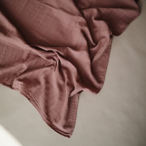 Image of mushie Muslin Baby Swaddle Blanket | 100% Organic Cotton (Cedar)