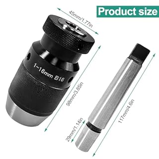 Acciaio Mandrino Trapano, Mandrino per Trapano, Mandrino Autoserrante per MT2 -B16 MK2 da 1-16mm, Mandrino a Colonna con Pergolato per Trapano Tornio
