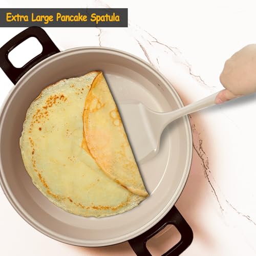 Image of Silicone Spatula Set, 600F Heat Resistant Silicone Spatula Turner Flipper for Cooking, Non Stick and Non Scratch Kitchen Utensils for Eggs & Pancakes, 4 Pack,Khaki