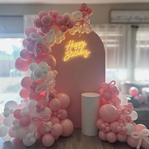 Image of YMSZ Pink and White Balloons Arch Kit, 134pcs Light Pink and White Balloons for Wedding, Bridal Shower, Baby Shower, Birthday, Valentines Party Decorations