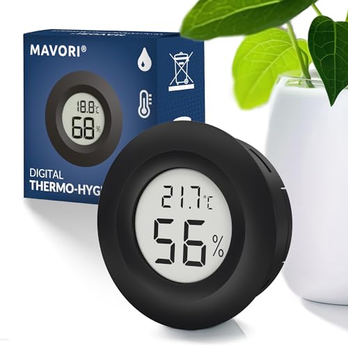 MAVORI® Thermometer Hygrometer mini mit C/F und on/off Funktion - Temperaturmessgerät und Luftfeuchtigkeitsmesser - präziser Raumthermometer innen und Hygrometer innen zur Kontrolle des Raumklimas
