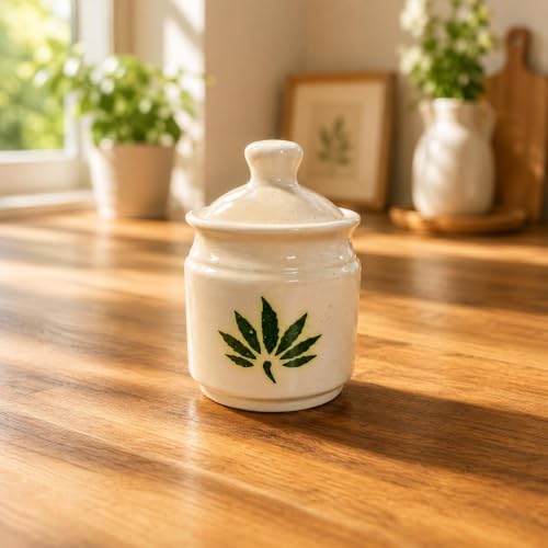 Image of Niyara Multipurpose Storage Ceramic Pickle set Jars with Lid & tray (Set of 4, 300 ml) (green flower print set of 3)