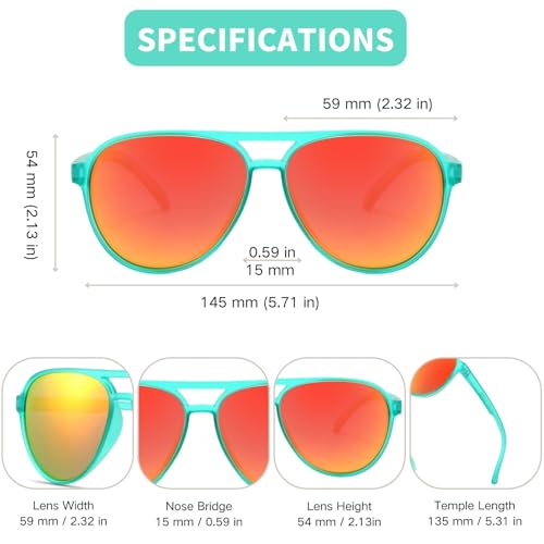 Image of Freckles Mark Classic Aviator Polarized Sunglasses for Men Women Double Bridge Retro 70s 80s Glasses Coloful Shades