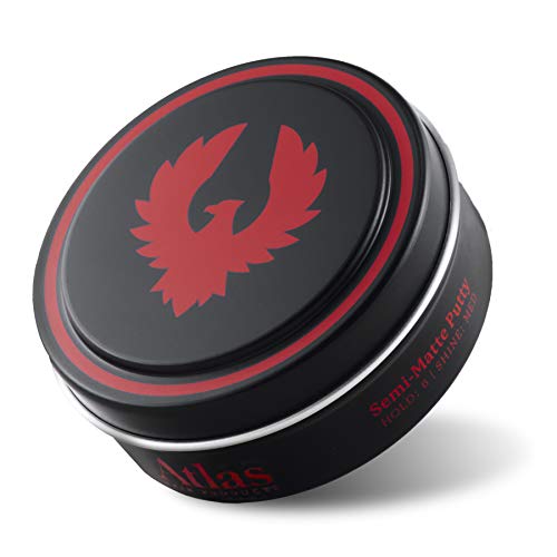 Atlas Semi Matte Texture Putty 2.4 Ounce is a Medium Shine, Medium Hold, Thickening, Texturizing, Defining, Styling and Grooming Product for Men and Women. For All Hair Types