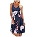 YANFANG Vestido Corto De Playa Sin Mangas Informal con Estampado Cuello Redondo Verano para Mujer,Vestidos Mujer Verano,Vestido hasta Las Rodillas,TúNica A La Moda,2-Rojo,L