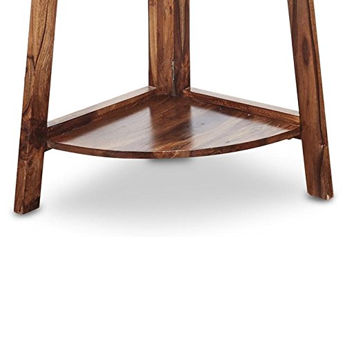 Image of Custom Decor Jai Salasar Handicraft Custom Decor Edison Solidwood House Corner Wall Rack Shelf Heavy Duty Set of 5 Tier Shelf - Honey Teak Brown