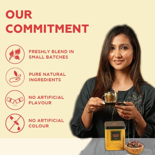 Image of CHAYAM Kashmiri Kahwa Green Tea - 50g /1.77oz each | Herbal Blend with Saffron, Cardamom, Cinnamon, Cloves, Almond & Rose Petals | Tea helps with digestion & metabolism |100% Natural - Pack of 2