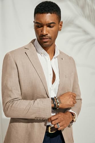 Image of PJ PAUL JONES Mens Casual Blazer Lightweight Linen Sport Coat 2 Button Unlined Suit Jackets