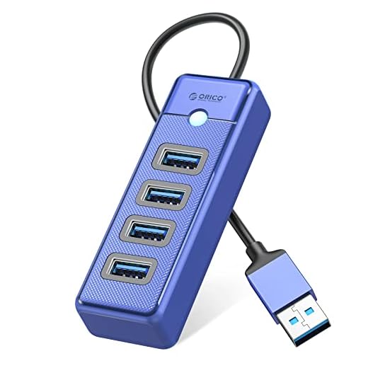 ORICO 4-Port USB HUB 3.0, USB Splitter for Laptop with 0.5ft Cable, Multi USB Port Expander, Fast Data Transfer Compatible with Mac OS 10.X and Above, Linux, Android-Blue
