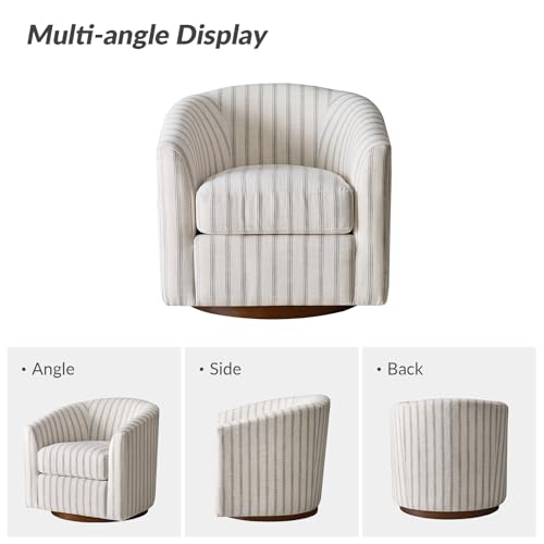 Image of HULALA HOME Modern Swivel Accent Chairs Set of 2 with Solid Wood Base, Round Swivel Barrel Chairs with Striped Pattern, No Assembly Required, Stripe