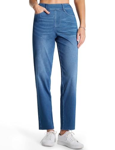 Image of THE GYM PEOPLE Women's Straight Leg Jeans Pull On Stretchy Denim Pants