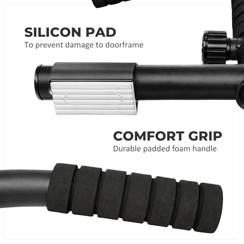 HANZO Doorway Pull Up Bar Set with Suspension Straps – Multi-Grip Chin Up Bar for Home Gym – No Screws, Strength Training Workout Bar, Door Gym Pullup Bar by Hanzo - Used condition - Image 7