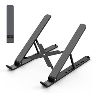 Tonmom Laptop Stand for Desk, Adjustable Laptop Riser ABS+Silicone Foldable Lap Desk Portable Computer Holder, Ventilated Cooling Notebook Stand for 10-15.6” Laptops,Tablet-Black