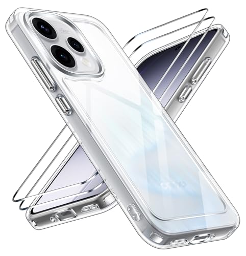 iVoler Cover Trasparente Anti Ingiallimento per Oppo Reno15 5G / Oppo Reno 15 5G con 2 Pezzi Pellicola Vetro Temperato, [Antiurto di Grado Militare] HD Chiaro Custodia Sottile Anti-Graffio Bumper Case