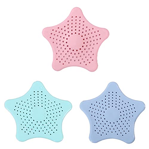 Emsiok 3 Pcs Filtre Évier Silicone, à Cheveux Bonde de Douche Couverture Drain Baignoire Grille Attrape Collecteur avec Ventouse pour Cuisine Lavabo, Bleu Clair Vert et Rose Cover