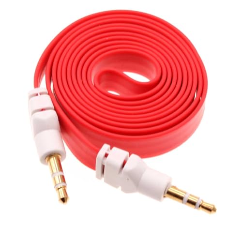 Cable Auxiliar Jack 3.5mm Plano Rojo 0.91 m miniatura 1