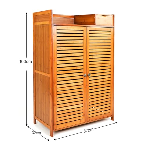 Image of ADA Handicraft Premium Bamboo Shoe Storage Racks - Freestanding Cabinet for Hallway, Entryway, Closet, Bedroom