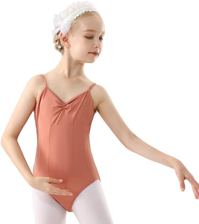 Xiuying Feng Ballet Leotards for Girls, Orange Girls Ballet Leotard with Skirt, Ballet Dress for Girls