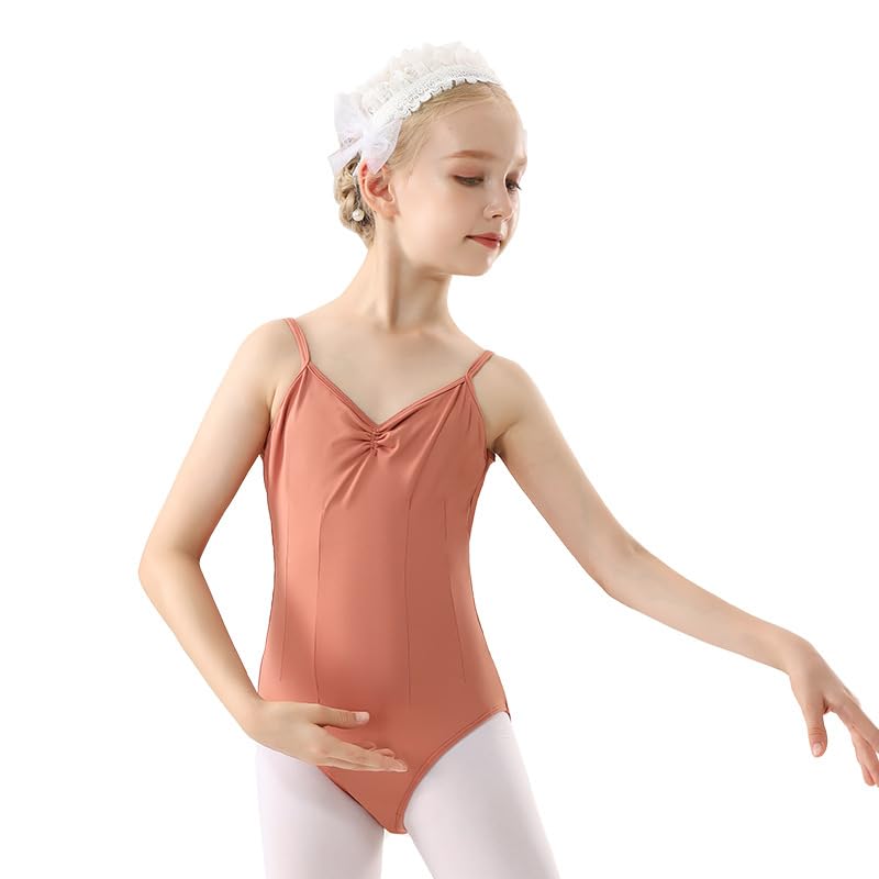 Xiuying Feng Ballet Leotards for Girls, Orange Girls Ballet Leotard with Skirt, Ballet Dress for Girls