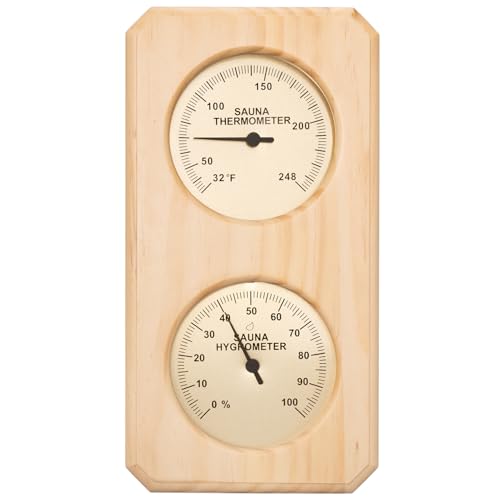 Sauna Thermometer and Hygrometer, 2 in 1 Sauna Thermometer Fahrenheit Accessories, Sauna Temperature Gauge for Sauna Steam Room Indoor Humidity Gauge Temperature Monitor Infrared Sauna Accessories