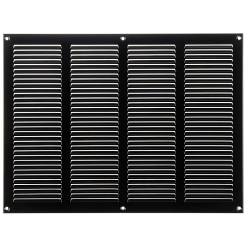 Negro 400x300 mm Rejilla de Ventilacion con Mosquitera, Metalica