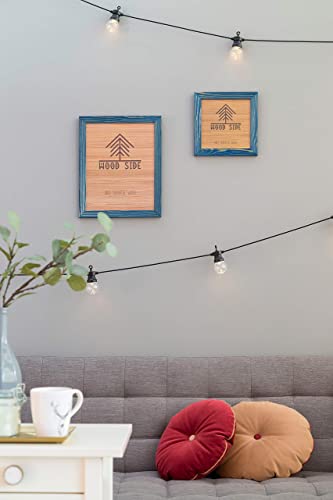 Rustic Wooden Picture Frames 8X10 - Navy Blue - Set Of 2-100% Natural Eco Solid Wood And High Definition Real Glass For Wall Mounting And Tabletop Photo Frame #TOP6