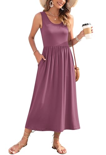 Image of WNEEDU Women's Summer Maxi Dress Casual Sleeveless Sundress