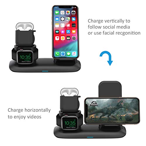 Wireless Charger, 3 in 1 Wireless Charging Stand for Latest Airpods iPhone and iWatch, Wireless Charging Station compatible for iPhone 11/11 Pro Max/X/XS Max/8 Apple Watch Charger5 4 3 2 1 Airpods 2