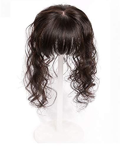 Couronne de cheveux humains 10,2x11,9 cm | Topper bouclé pour femme aux cheveux fins