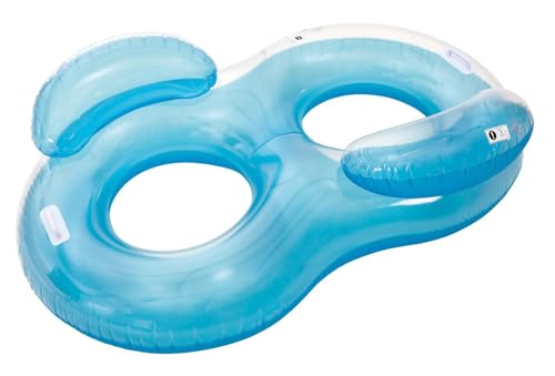 Flotador Hinchable 2 Personas - Colchoneta Ocho Doble Hinchable para Piscina (Azul)