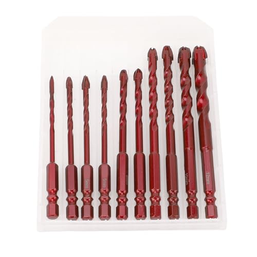 WOHPNLE Bastros de perforación de mampostería, 10 Piezas de Altura de Altura de hormigón de hormigón de hormigón 1/8 Pulgada a 1/2 Pulgada de vástago de Vaso Hexagonal