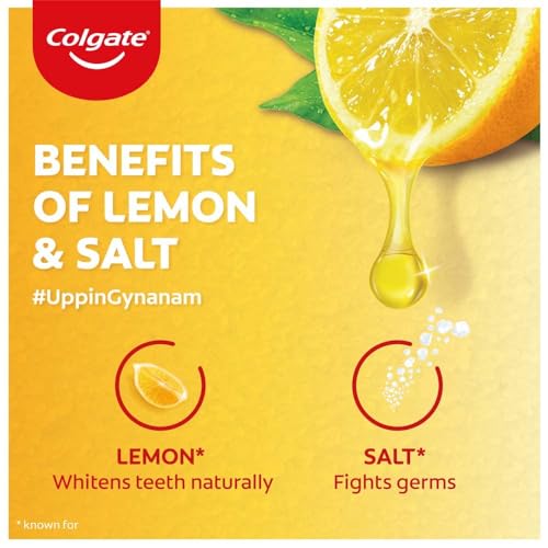 Image of Colgate Active Salt Lemon Toothpaste , Pack of 200g Germ-Fighting Colgate Toothpaste With Active Natural Salt & Lemon For Fighting Sticky Germs & Yellowness Giving Healthy White Teeth & Tight Gums
